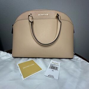 MICHAEL KORS EMMY SAFFIANO DOME SATCHEL PURSE